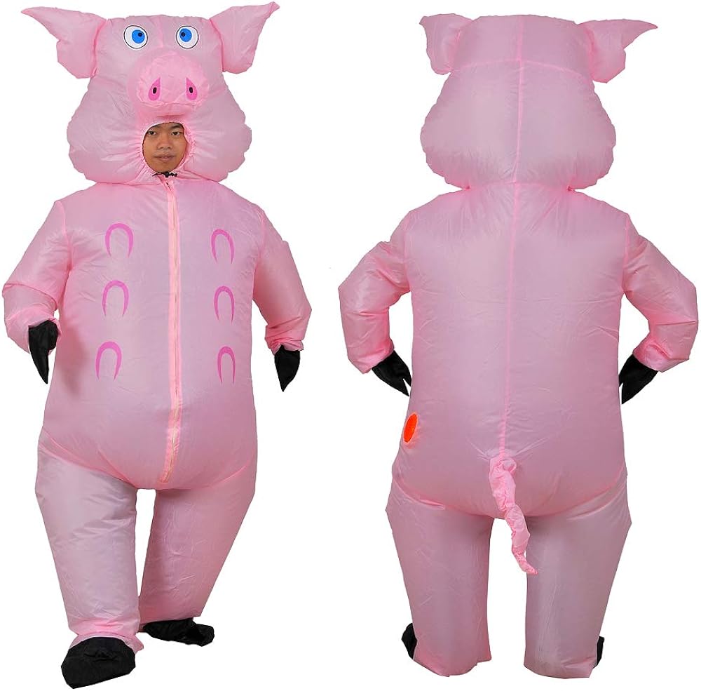 Inflatable Pig Costume Christmas Costumes Fancy Dress Masquerade Funny Cosplay Party Clothes for Adult (1pcs): Clothing