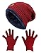 HINDAWI Slouchy Beanie Gloves for Women Winter Hat Knit Warm Snow Skull Cap Touch Screen Mittens