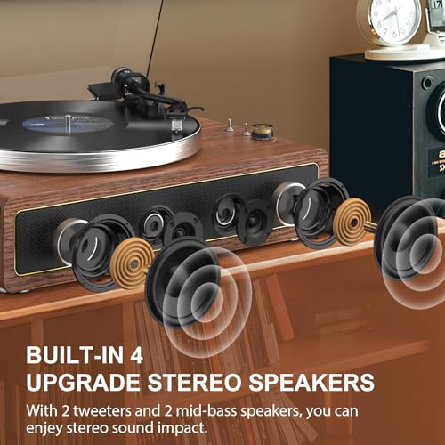 All-in-one Record Player Turntable with Built-in Speakers Vinyl