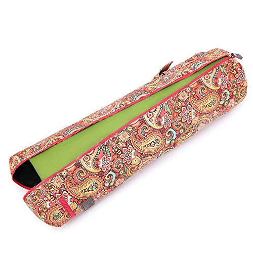 Fremous Yoga Mat Bag,Full-Zip Exercise Yoga Mat Carry Bag for Women and Men - Double Storage Pocket,Easy Access Zipper, Adjustable Shoulder Strap and Handle,Fits Most Mats(Lava)