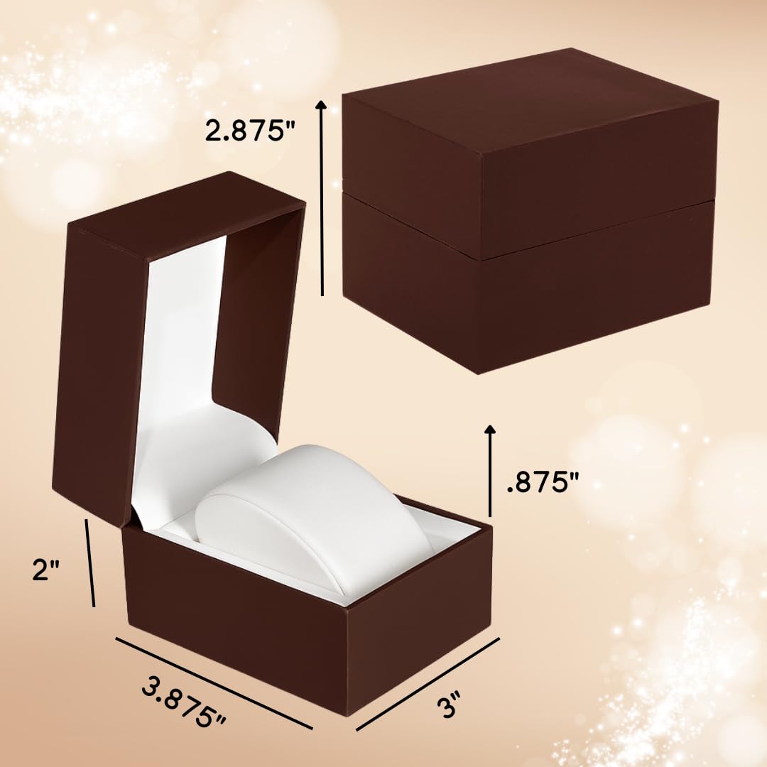 Prestige & Fancy Premium Brown Watch Gift Box with Pillow – Single Watch case Storage Box PU Wristwatch Display Case Organizer for men and women for Christmas, Birthdays, Anniversary (Brown)