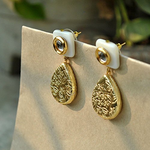 Abhika creations women s embossed metal drop and marble…