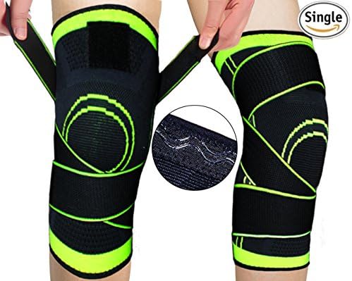 Knee Brace Support,Non-slip Silica Gel Knee Compression Sleeves,Adjustable Knee Protector with Pressure Strap for Sports,Running,Jogging,Biking,Basketball,Joint Pain Relief,Injury Recovery (XL)