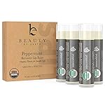Beauty by Earth Organic Peppermint Beeswax Lip Balm for Moisturizing Dry and Chapped Lips (4 Tubes in Pack)