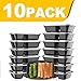 Glotoch Food Storage Containers Set with Lid for Meal Prep and Portion Control in 2 Compartment Bento Box-Microwaveable, Freezer & Dishwasher Safe (32oz 10pack)