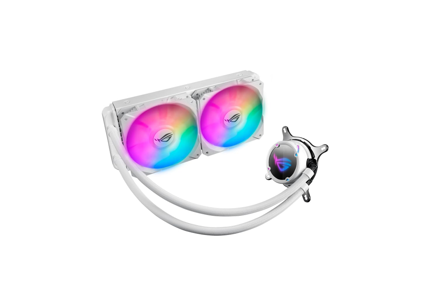 ASUS ROG STRIX LC 360 RGB White Edition all-in-one liquid CPU cooler with Aura Sync RGB, and 2x ROG 120mm ARGB radiator fan