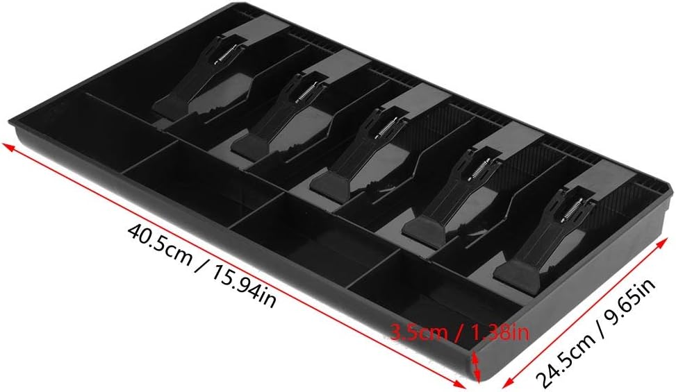 SANON Cash Drawer Register Insert Tray Replacement 5 Bills 4 Coins Money Storage Box with Plastic Clip (Black) : Office Products