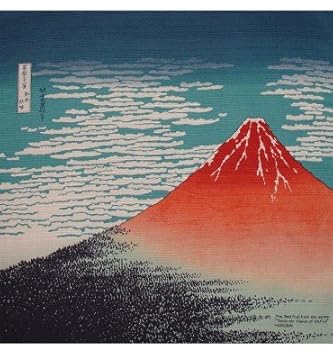 Japonmania – Furoshiki-Tuch 50 x 50 cm, Blau, Motiv: „Gaifû Kaisei“ von Hokusai