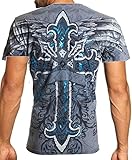Archaic AFFLICTION Men T-Shirt RED FLAG Cross Wings Tattoo Biker