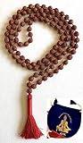 Rudraksha Rudraksh mala beads divine necklace 6 mm 108+1 meditation prayer beads 5 faceted 5 mukhi - spiritually energized hand knotted mala for nirvana w/free Velvet Rosary Pouch - US Seller