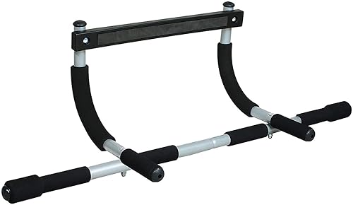 Iron Gym Pull Up Bars Total Upper Body Workout Bar for Doorway,  Adjustable Width Locking, No Screws Portable Door Frame Horizontal Chin-up  Bar,