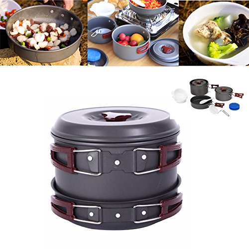 Bivouacking - Sports & Outdoor - 2-3 Persons Picnic Pot Set Non-Stick Pots Pans Bowls Portable Outdoor Camping Hiking Cookware Cookware Tenting Portable Cooking Utensil Lawn Bowling - 1PCs
