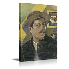 "Self Portrait with a Hat by Paul Gauguin - French Post-Impressionist - Canvas Art Home Art - 12x18 inches