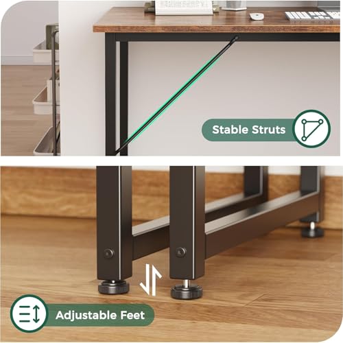 Brown Computer Desk, Gaming Writing Work Table for Home Office Bedroom Study, 120 * 50 * 75Cm
