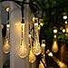Icicle Solar Christmas String Lights, 15.7ft 8 Light Modes 20 LED Water Drop Fairy String Lighting for Outdoor & Indoor, Home, Patio, Lawn, Garden, Party, and Holiday Decorations (Warm White)