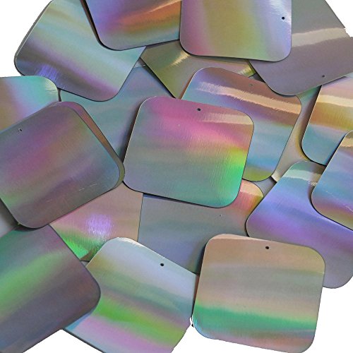 Silver Lazersheen Sequin Square 1.5 inch (40mm) Couture Paillettes. Made in USA. Loose sequins for embroidery, bridal, applique, arts, crafts, and embellishment.