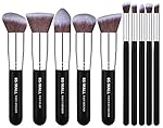 BS-MALL(TM) Makeup Brushes Premium Makeup Brush Set Synthetic Kabuki Makeup Brush Set Cosmetics Foundation Blending Blush Eyeliner Face Powder Lip Brush Makeup Brush Kit(10pcs, Silver Black)