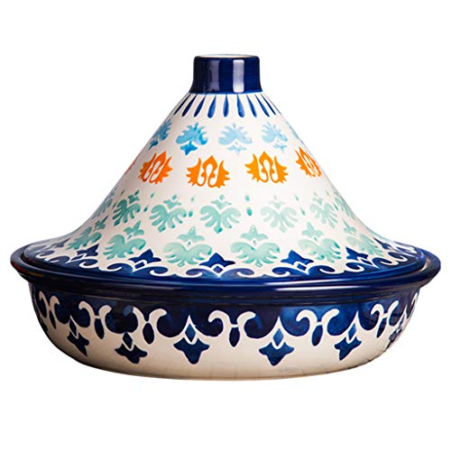 Clay-CasseroleMini-Tagine-PotPainted-Ceramic-Casserole-Clay-Pot-with-LidOriginal-Moroccan-Handmade-Clay-Cooking-DishStovetop-Cookware-for-Slow-Cooking-A-25185cm