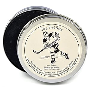 Seattle Sundries | Slap Shot Hockey Soap – 1 (4oz) Hand Made Odor Fighting Activated Charcoal Bar Soap in a Recyclable…