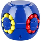 JHBEMAXS Rotating Bean Magic Cube Fidget Puzzle Toys Ball IQ Games (Blue) | Anti Stress Educational Sensory Easter Gift for Boys Girls Kids Children Adults