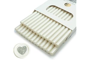 Ioggtser 26 PCS Mini Glue Gun Wax Seal Stick for Stamp, Sealing Sticks for Wedding Invitations, Cards, Envelopes (Pearl White