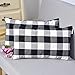 NATUS WEAVER 2 Pc Black and White Cotton Classic Retro Checker Plaid Cotton Soild Decorative Throw Pillow Cover Home Decor Set Cushion Case for Sofa Bedroom Car 12 x 20 Inch