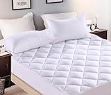 Premium Plus Mattress Pad Hypoallergenic Quilted Topper Deep Pocket Stretch to Fit Anchor Bands Washable Fill 15 oz per sq yd Microfiber Extra Plush- Pad RV Short Queen 60 by 75 inch 18 inch Depth