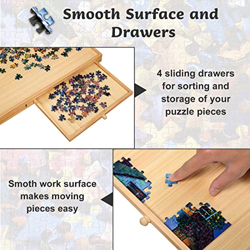1500PCS Folding Puzzle Table, Puzzle Board with Foldable Legs and 4