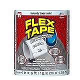 Flex Tape Rubberized Waterproof Tape, 4" x 5', Clear