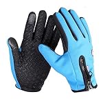 Gear Up Wind Stopper Waterproof Fleece Men Women Gloves Wind-Proof Thermal Touch Screen Outdoor Sport Cycling Gloves,Aqua Blue,Medium