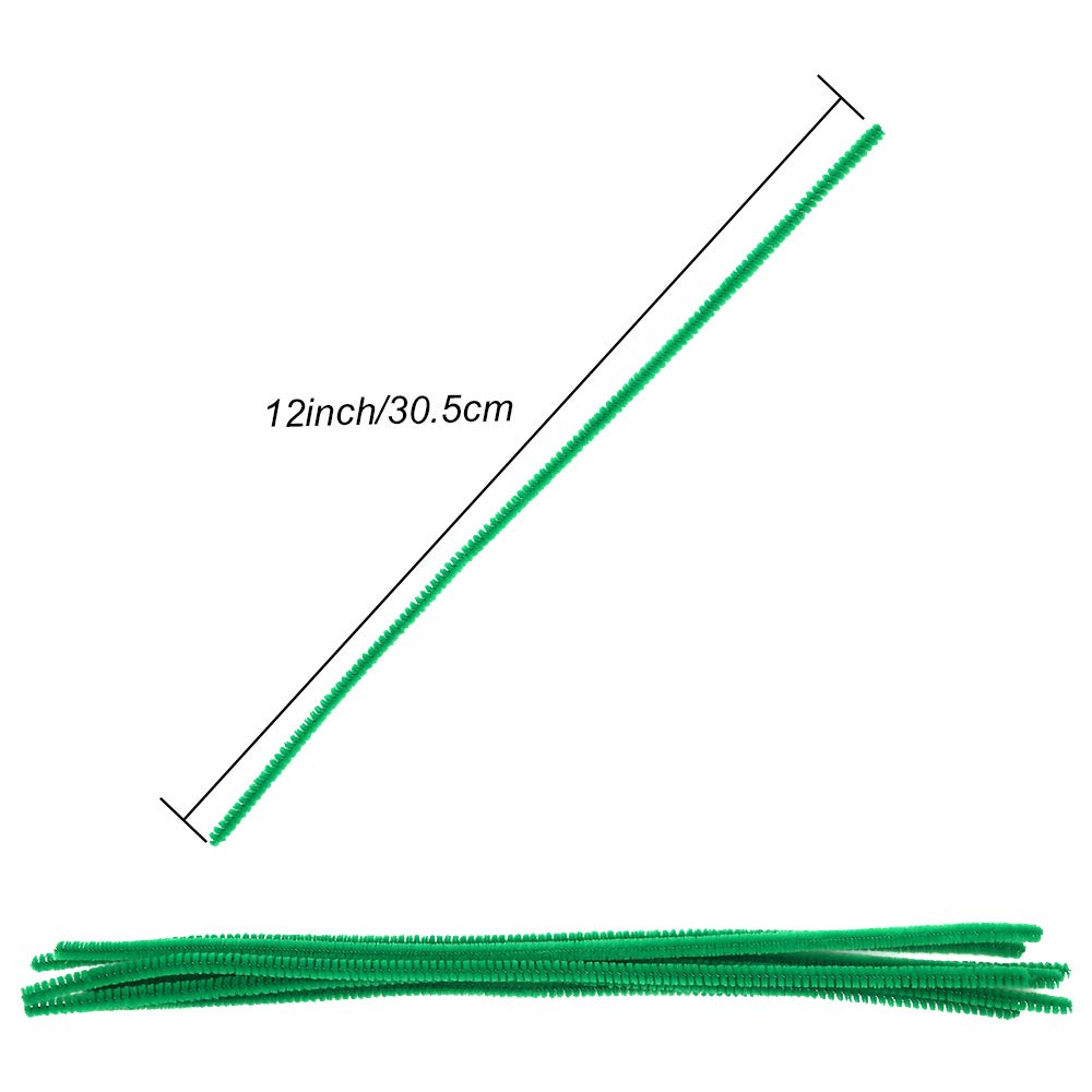 Caydo 200 Pieces Green Pipe Cleaners Craft Chenille Stems for Kids DIY Art Craft Projects Christmas Decorations(6 mm x 12 inch)