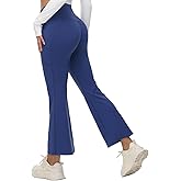 baleaf Women's Petite Flare Leggings Tummy Control Crossover High Waisted Yoga Pants with Pockets Work Casual 27"