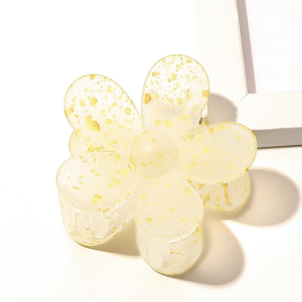 Pack of 1 Women's Flower Hair Clips, Flower Hairpin Hair Clips Non-Slip Plastic Hair Claws Hair Clips Hair Accessories for Women Girls for Daily Wear, Yellow C