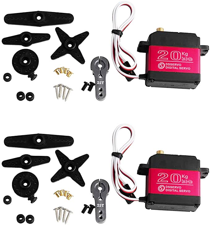 Wishiot DS3218 Digital Servo with 25T Servo Arm 20KG Metal RC Toys Water Resistant 270degree Pack of 2