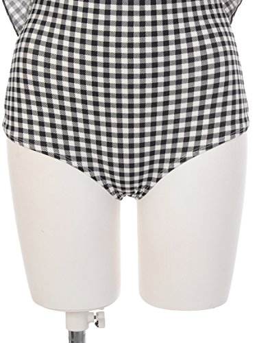 Amazon Lillilly リルリリー フリルギンガムスイムワンピース Black