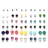 Onnea Multi Pairs Disc Ball Earrings Set for Girls, Hypoallergenic (30Pairs (Rose))