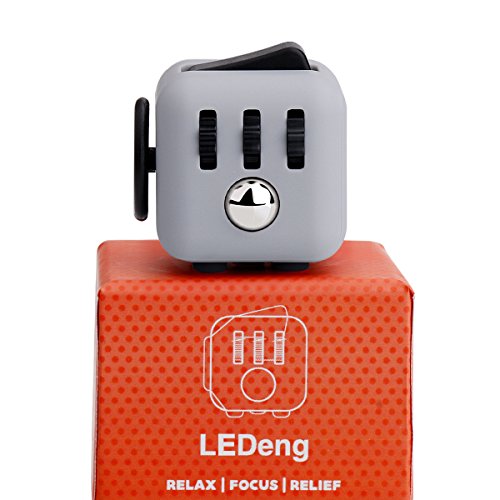 LEDeng Fidget Cube Relieves Stress And Anxiety for Children and Adults Anxiety Attention Toy (Gray Black)