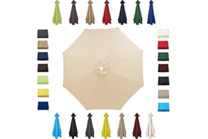 SXYHCK 8' 9' 10' Patio Umbrella Replacement Canopy For 6/8 Ribs, Market Yard Table Umbrella Replacement Top Cover, Round Replacement Parasol Canopy Cover, UV Protective Cloth For Garden Umbrella(Beige,8ribs: