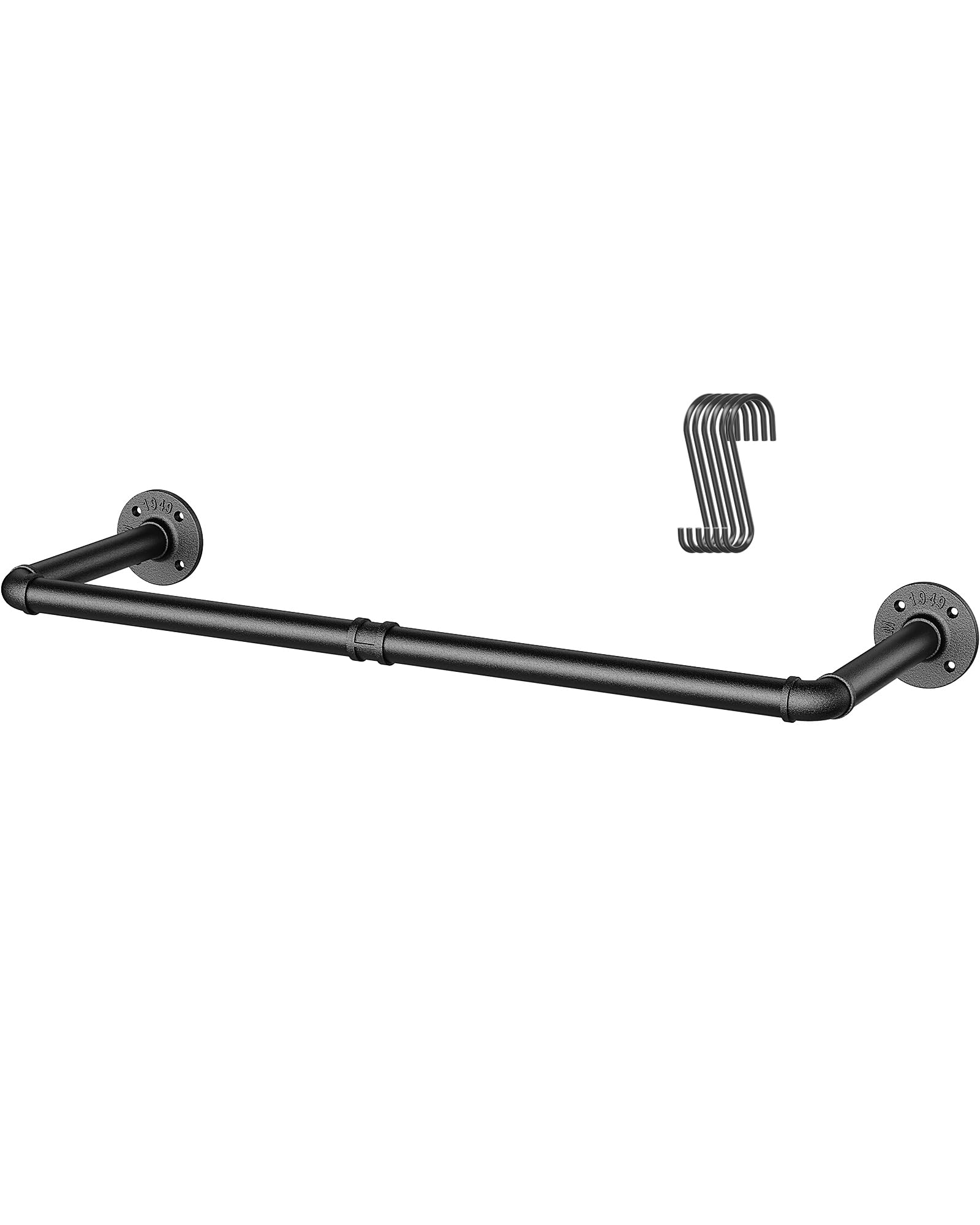 OROPY Industrial Pipe Clothes Bar Rack, 92cm Wall Mounted Detachable Retro Metal Garment Hanging Storage Rail,1-Pack