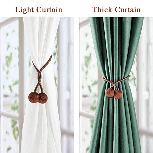 LED Bright Life 6 Pack Magnetic Curtain Tiebacks,The Most Convenient Woven Texture Rope Drape Tie Backs, Decorative Holdback Holder for Window Sheer Blackout Home Office,16 Inch (6 Pack-Chocolate) - Thumbnail 3