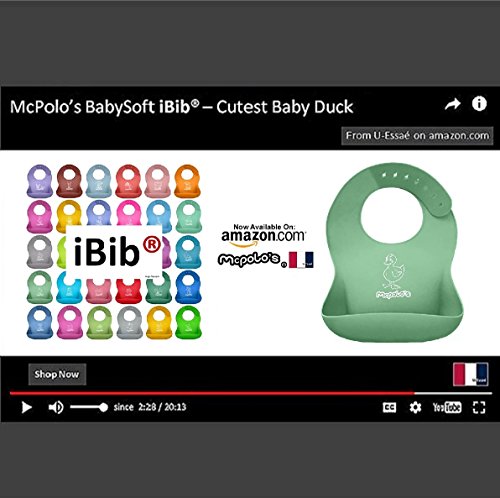 McPolo's Cutest Baby Duck iBib 100% Portable Silicone Baby Bib - Waterproof Food Crumb Catcher Pocket Ultra Soft Easily Wipes Clean Stains Off – Best for 2 MO to 6 YO Babies Toddlers PreSchoolers