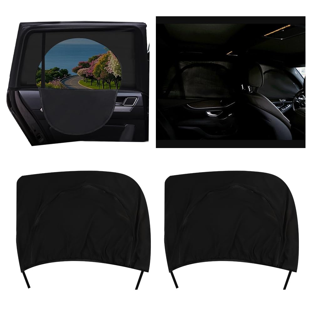 Photo 1 of 2PCS Double Mesh Car Window Shades for Baby,Upgrade Stretchable Car Window Covers for Privacy with Zipper,Breathable Front/Rear Cars Curtains for Camping/Traveling/Resting (Rear Window/2PCS)