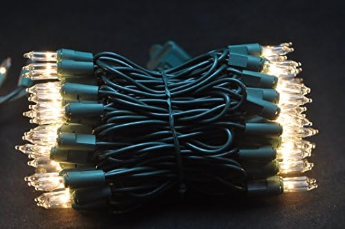 LUISHA Commercial Grade 100 Clear Christmas Mini Light Set Green Wire