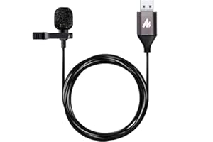 MAONO USB Lavalier Microphone, 192KHZ/24BIT Plug & Play Omnidirectional Lapel Shirt Collar Clip on Mic for PC, Computer, Mac,