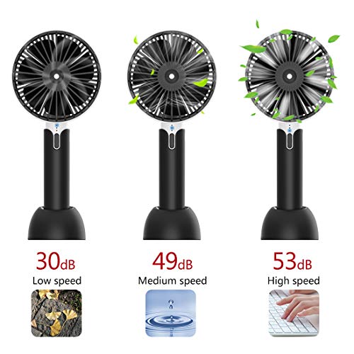 Mini Handheld Fan Battery Operated Personal Portable Fan USB Rechargeable Fan Adjustable Speed for Home Travel & Outdoors (Mini Handheld Fan-Black)