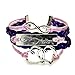 CAETLE®Women Girl Double Love Lover One Direction Infinity Knit Leather Rope Chain Charm Bracelet Ma002