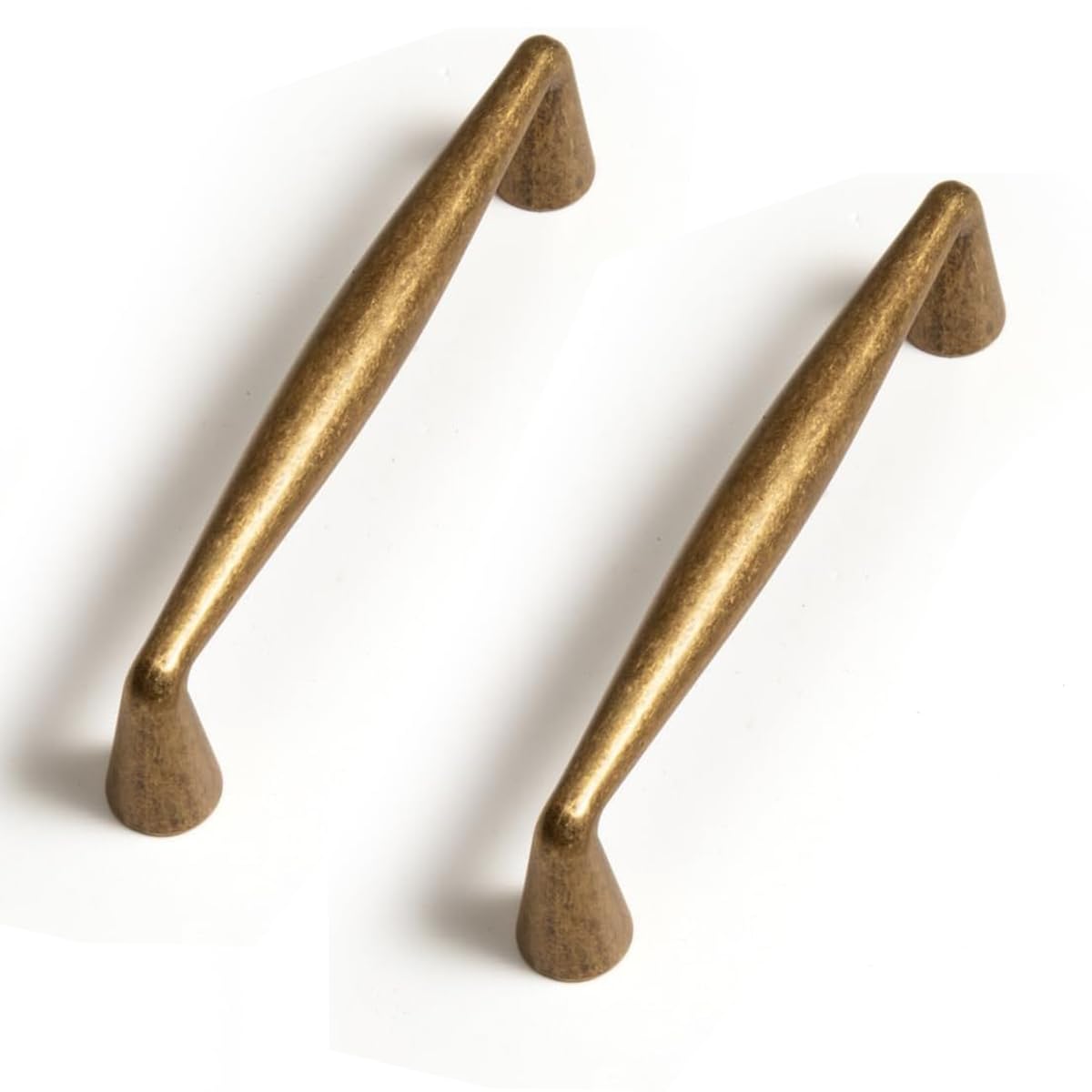 SYZOW 6 Pack 96mm Hole Centers Vintage Brass Kitchen Drawer Pulls, Antique Brass Bronze Cabinet Handles for Bathroom Cupboard Dresser, Zinc Alloy Retro Brass Furniture Pull Hardware — image 1