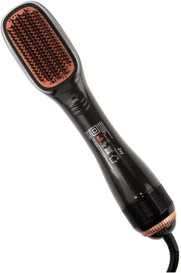 Joy Professional 2-in-1 Hot Air Styling Brush – 1200W Hair Dryer & Styler Volumizer with 3 Heat Settings, Ceramic Coating & Anti-Frizz Technology for All Hair Types (Black & Rose Gold) فرشاة الشعر