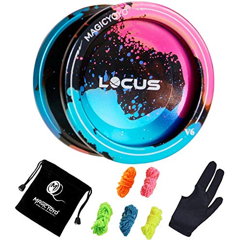 YOSTAR Professional Responsive Yoyo for Kids MAGICYOYO V6 Locus, Metal Yoyo for Beginner, Replacement Unresponsive Ball Bearing + Removal Bearing Tool + Bag + 5 Yoyo Strings (Black Blue Pink) - Thumbnail 4