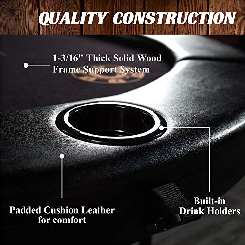 Compact Size and Portability with 6 Players 5 in-1 Multi-Game Poker Table, Blackjack, Poker, Checker, Chess, and Backgammon